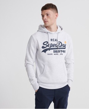 Superdry Vintage Logo Férfi Kapucnis Pulóver Fehér | GOEQT0948